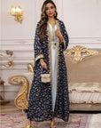 Elegant 3-Piece Muslim Set for Women Party Dress, Cardigan Robe & Sash Suit