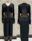 DDIIRO Ethnic V-Neck Dress – Loose Fit with Diamond Belt, Luxury Fashion in XXL/XXXL