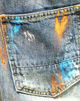 Men's Short Jeans Pants Multi Color Ripped Graffiti Male Denim Shorts Korean Fashion Blue New in Cut Emo Trend 2024 Original Xl