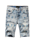 Premium Purple Men's Oversized Cropped Denim Shorts Relaxed Fit & Stylish Repair Design