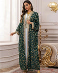 Elegant 3-Piece Muslim Set for Women Party Dress, Cardigan Robe & Sash Suit