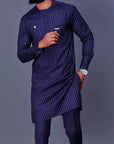 Dashiki African Clothing For Men Casual Green Geometric Print Suit Long Sleeve Shirt Trouser African Suit For Men Set 2 Pieces