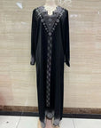 DDIIRO Ethnic V-Neck Dress – Loose Fit with Diamond Belt, Luxury Fashion in XXL/XXXL
