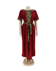 African Style Leopard Patchwork Dashiki Dress Loose Fit Summer Casual Wear for Women