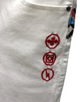 Vintage-Inspired Denim Shorts for Men – Embroidered & Ripped Knee-Length Shorts in White, Black, and Retro Blue