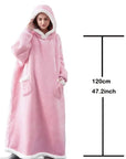 Oversized Wearable Blanket Hoodie – Thick Warm Fleece with Flannel Sleeves & Hood