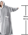 Oversized Wearable Blanket Hoodie – Thick Warm Fleece with Flannel Sleeves & Hood