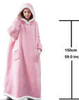 Oversized Wearable Blanket Hoodie – Thick Warm Fleece with Flannel Sleeves & Hood