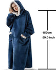 Oversized Wearable Blanket Hoodie – Thick Warm Fleece with Flannel Sleeves & Hood