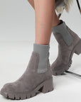 DDIIRO Suede Platform Heeled Boots