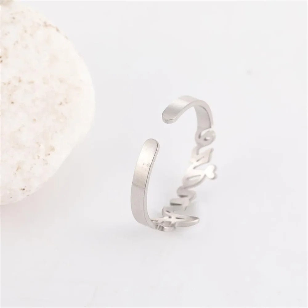 Customized Double Name Ring -Christmas Gift for Her - Two Name Ring in Sterling Silver - Two Name Stackable Ring - Personalized Gift For Mom