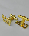 Personalized Hebrew Name Cufflinks – Custom Initial Wedding Cufflinks for Groom & Groomsmen, Perfect Gift for Him