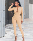 Women's solid color slim fit hip lifting Jumpsuit