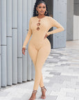 Women's solid color slim fit hip lifting Jumpsuit