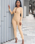 Women's solid color slim fit hip lifting Jumpsuit