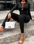 Women's solid color slim fit hip lifting Jumpsuit