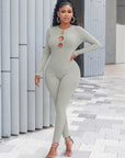 Women's solid color slim fit hip lifting Jumpsuit