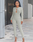 Women's solid color slim fit hip lifting Jumpsuit