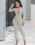 Women's solid color slim fit hip lifting Jumpsuit