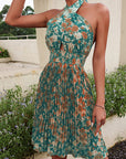 Women's Woven Sexy Halter Neck Backless Floral Dress