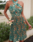 Women's Woven Sexy Halter Neck Backless Floral Dress