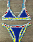 Hand Crocheted Bikini Knit Panel Swimsuit Set