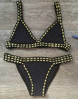 Hand Crocheted Bikini Knit Panel Swimsuit Set