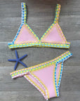 Hand Crocheted Bikini Knit Panel Swimsuit Set