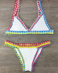 Hand Crocheted Bikini Knit Panel Swimsuit Set