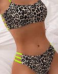 Leopard print two piece sexy swimsuit