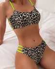Leopard print two piece sexy swimsuit