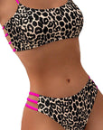 Leopard print two piece sexy swimsuit