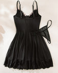 Lace stitching bow ribbon dress nightdress two-piece set