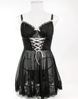 Lace stitching bow ribbon dress nightdress two-piece set