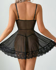 Lace stitching bow ribbon dress nightdress two-piece set