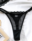 New hollow perspective gathered sexy wave lace underwear set