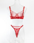 New hollow perspective gathered sexy wave lace underwear set