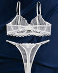 New hollow perspective gathered sexy wave lace underwear set
