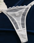 New hollow perspective gathered sexy wave lace underwear set