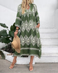 Casual holiday ethnic style geometric print loose dress