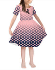 Girls' Short-sleeved Long Dress