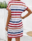 Striped V-Neck Short Sleeve Dress