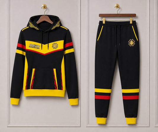 DDIIRO™ Pearl of Africa Women’s Premium Tracksuit – Black/Yellow/Red Hoodie & Jogger Set