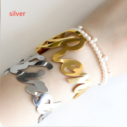 Stainless Steel Bracelet Custom Name Letters