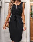 Slit Round Neck Sleeveless Dress