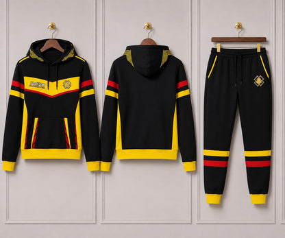 DDIIRO™ Pearl of Africa Women’s Premium Tracksuit – Black/Yellow/Red Hoodie & Jogger Set