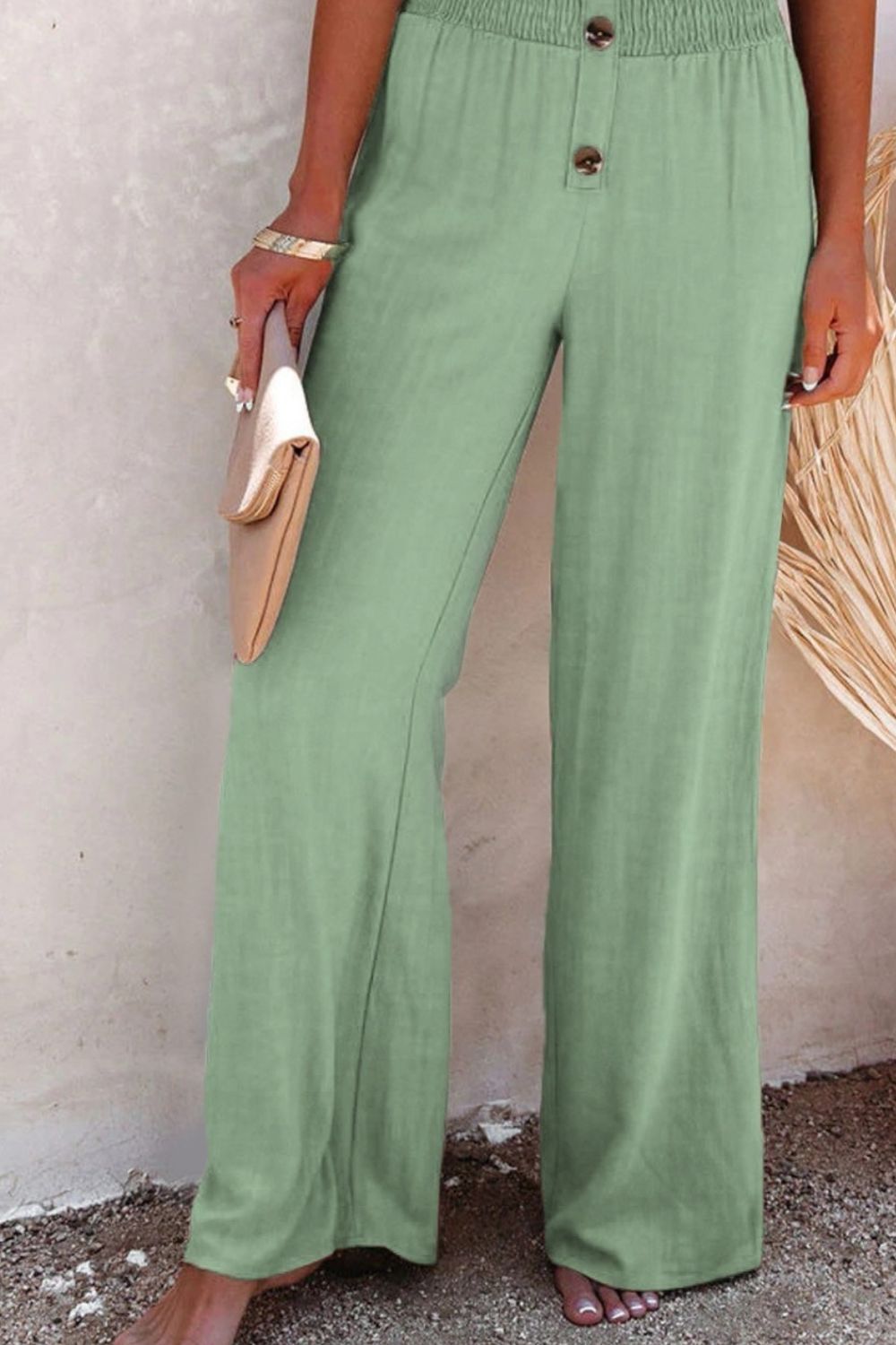 Chic High Waist Pants with Decorative Buttons