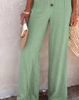 Chic High Waist Pants with Decorative Buttons