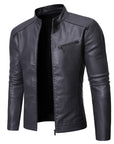 Men's Slim Fit PU Leather Biker Jacket