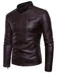 Men's Slim Fit PU Leather Biker Jacket